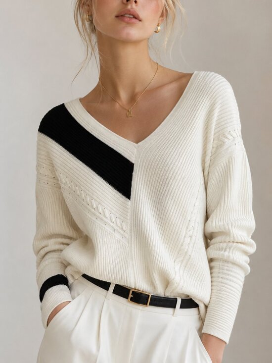 rag & bone Sweaters - Rag & Bone Black & White Rib Knit Sweater Size XS Oversized mercerized cotton